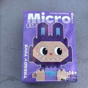 Purple Labubu Micros Trendy Toys Building Block Set